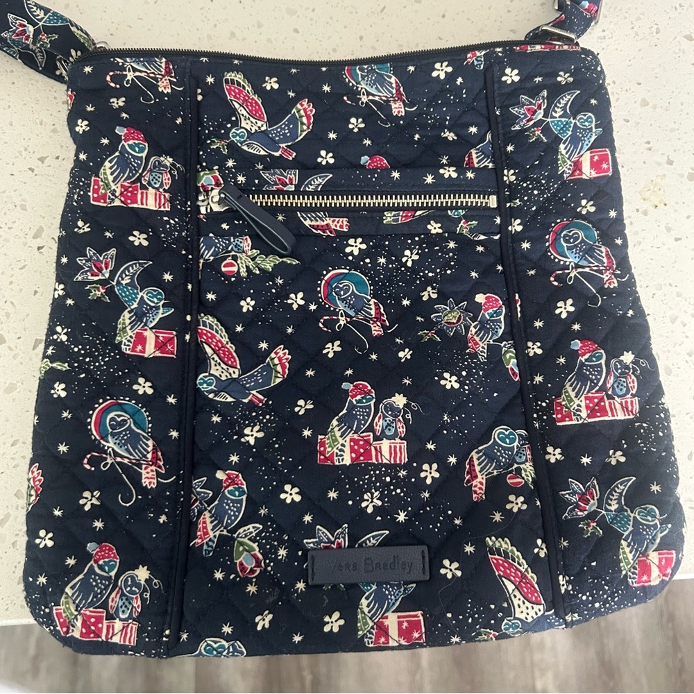 Vera Bradley Navy Quilted Bag with Retired Bird and Floral Design